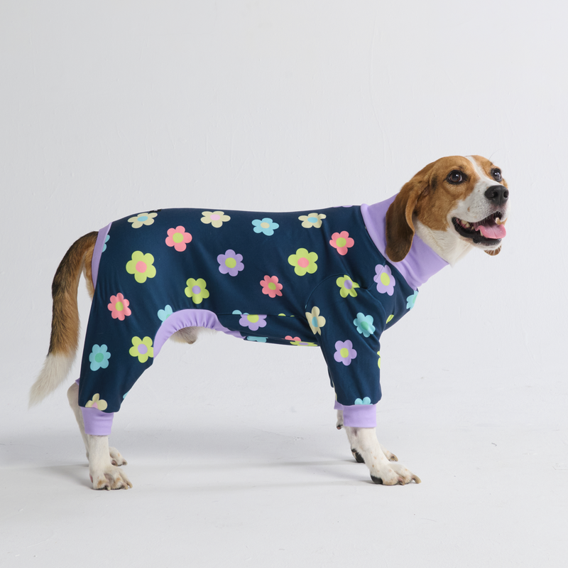 Dog Pajama - Daisy Navy