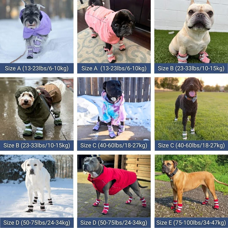 Spark Paws Dog Boots Water resistant Stays On Dog Shoe Booties for Snow Rain Mud Salt